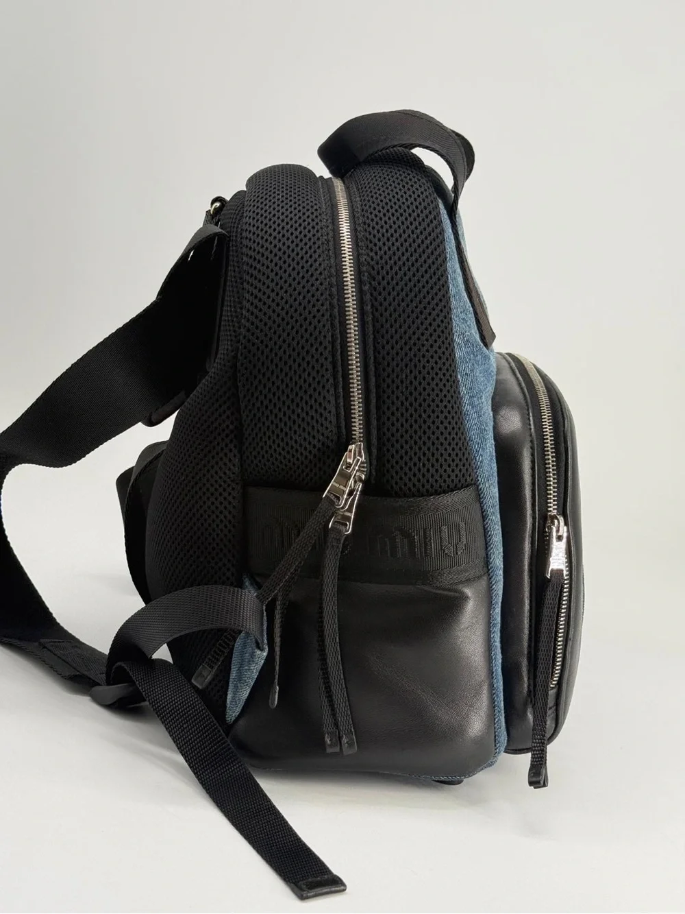 Miu Miu Denim Leather Small Backpack
